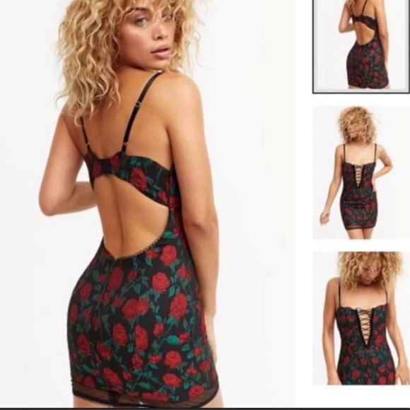 For Love & Lemons REVOLVE Rose brocade Floral Mesh pin dot corset dress XS - Picture 5 of 11